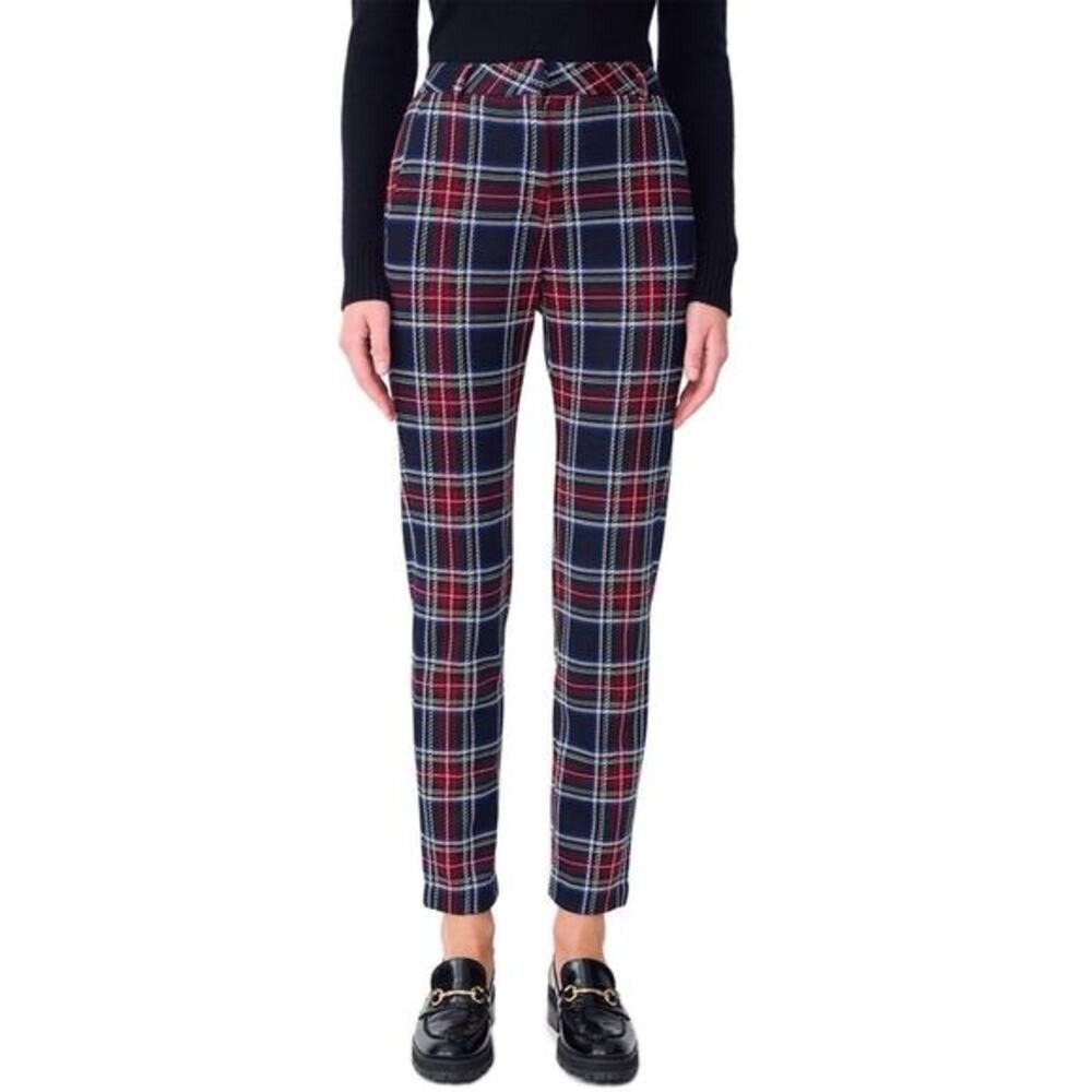 NWT J. McLaughlin‎ Stewart Royal Tartan Plaid Navy High Rise Pants